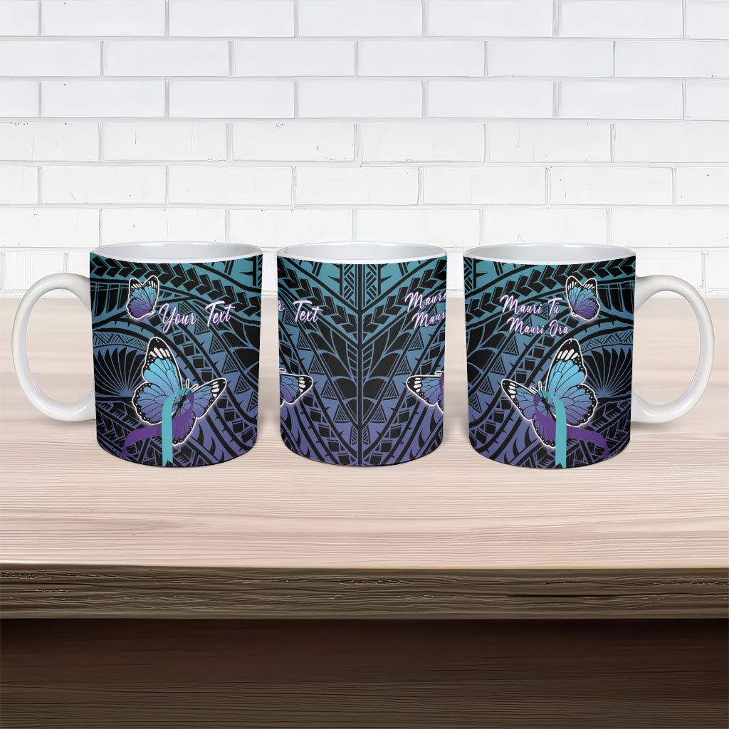 Personalised New Zealand Suicide Prevention Month Ceramic Mug Maori Mauri Tu Mauri Ora Polynesian Pattern