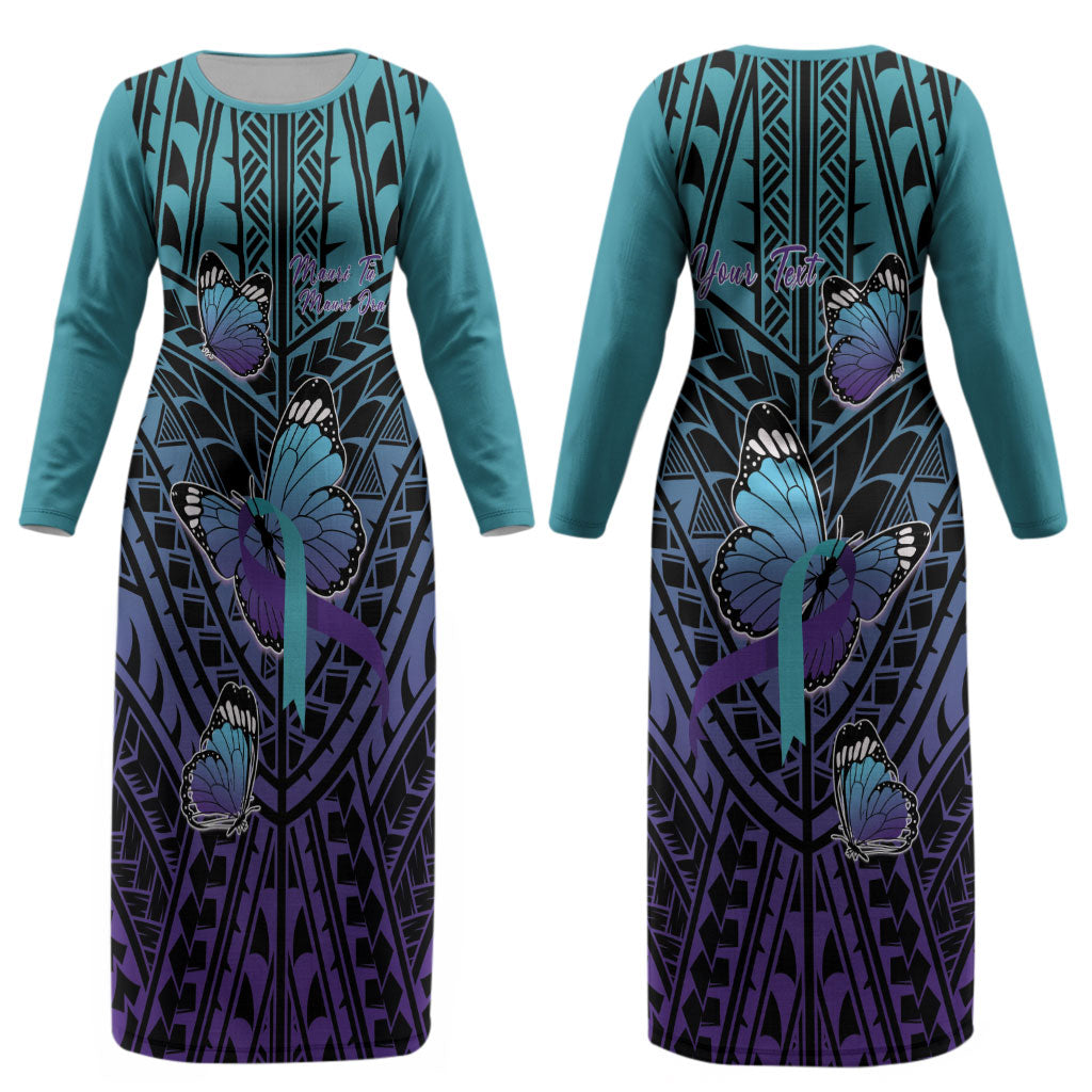 Personalised New Zealand Suicide Prevention Month Couples Matching Long Sleeve Bodycon Dress and Hawaiian Shirt Maori Mauri Tu Mauri Ora Polynesian Pattern LT22 - Polynesian Pride