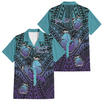 Personalised New Zealand Suicide Prevention Month Family Matching Mermaid Dress and Hawaiian Shirt Maori Mauri Tu Mauri Ora Polynesian Pattern LT22 Dad's Shirt - Short Sleeve Teal - Polynesian Pride