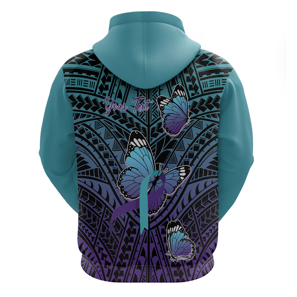 Personalised New Zealand Suicide Prevention Month Hoodie Maori Mauri Tu Mauri Ora Polynesian Pattern