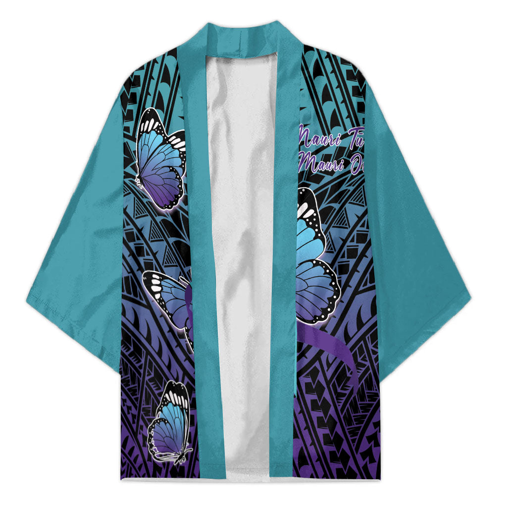Personalised New Zealand Suicide Prevention Month Kimono Maori Mauri Tu Mauri Ora Polynesian Pattern