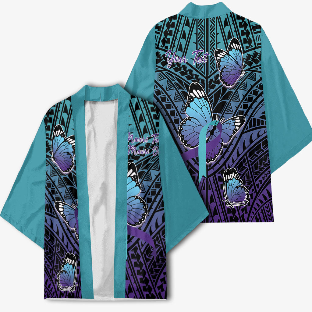 Personalised New Zealand Suicide Prevention Month Kimono Maori Mauri Tu Mauri Ora Polynesian Pattern
