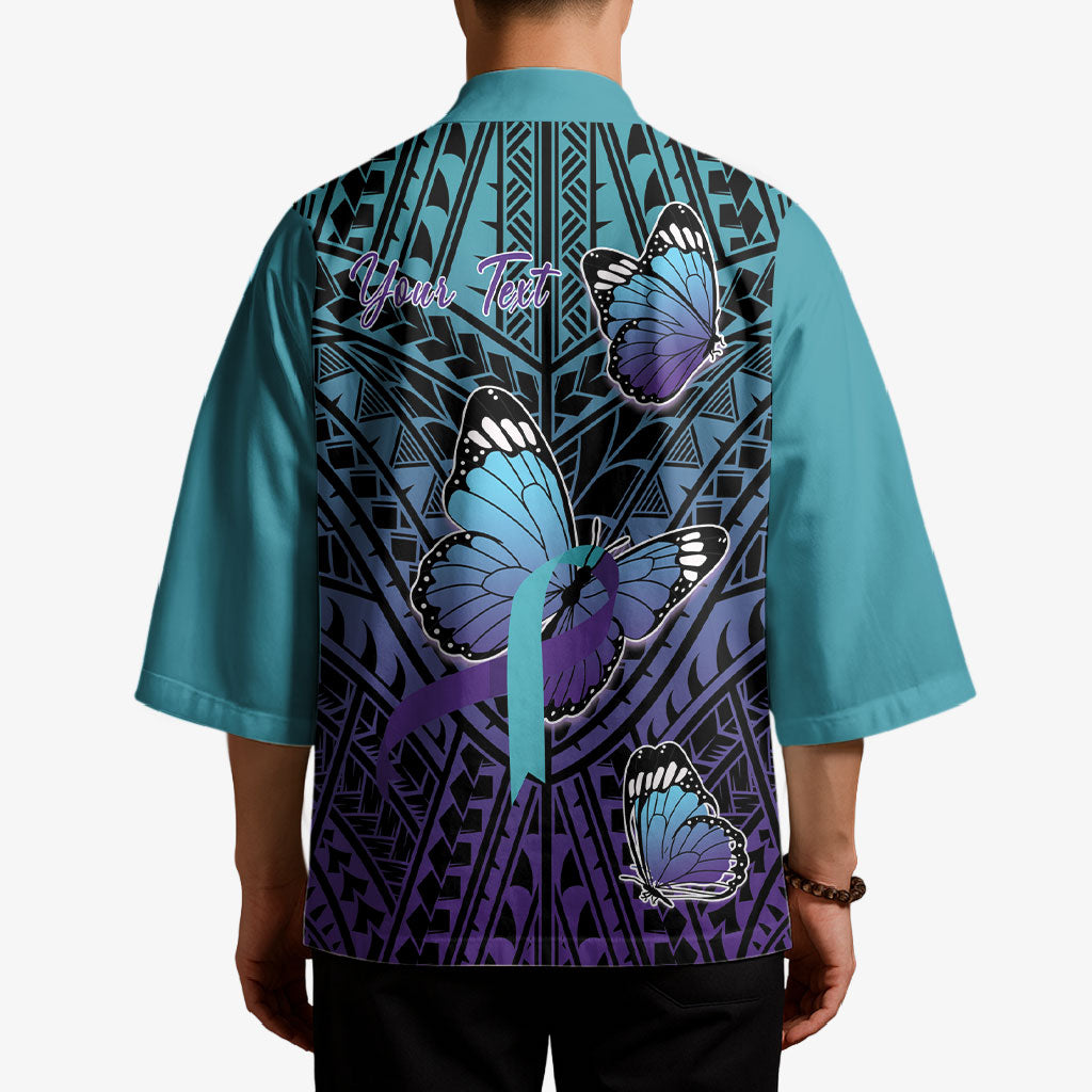 Personalised New Zealand Suicide Prevention Month Kimono Maori Mauri Tu Mauri Ora Polynesian Pattern
