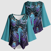 Personalised New Zealand Suicide Prevention Month Kimono Sleeve Blouse Maori Mauri Tu Mauri Ora Polynesian Pattern