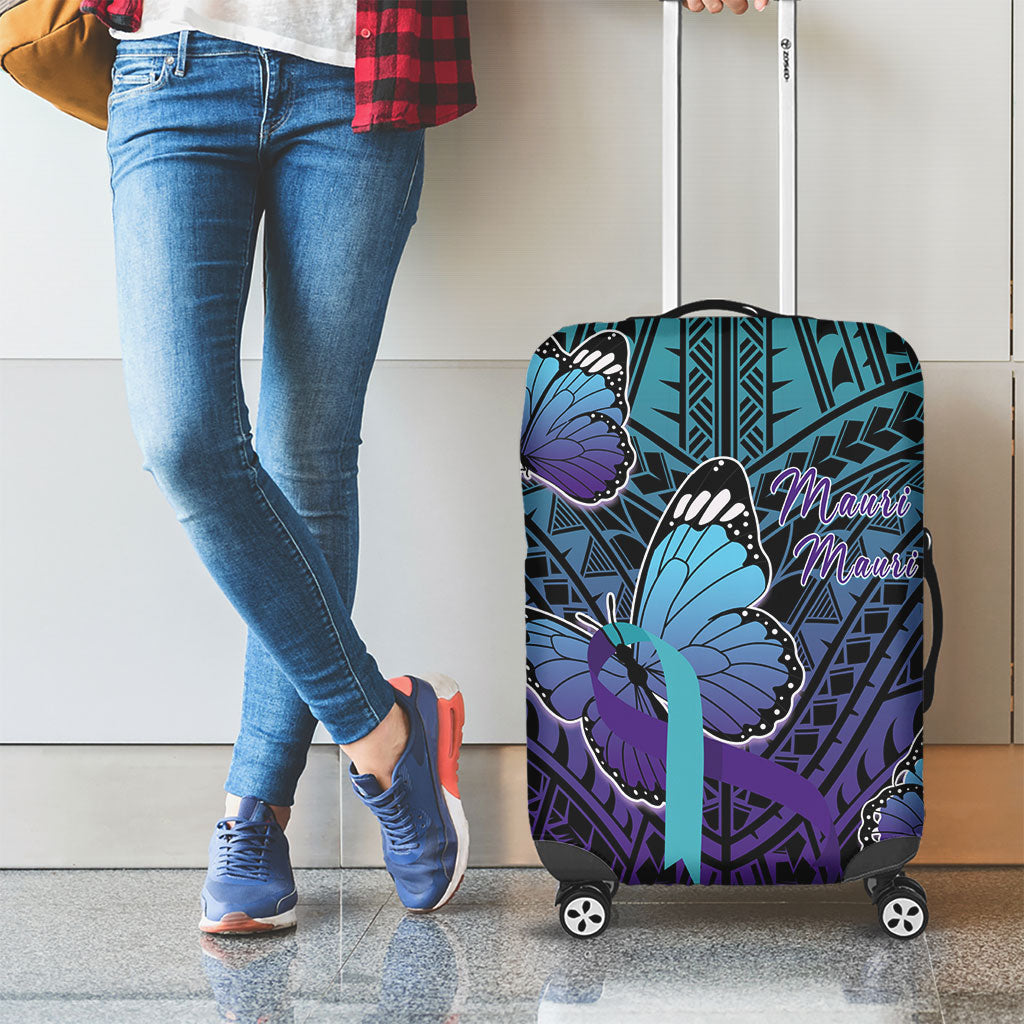 New Zealand Suicide Prevention Month Luggage Cover Maori Mauri Tu Mauri Ora Polynesian Pattern