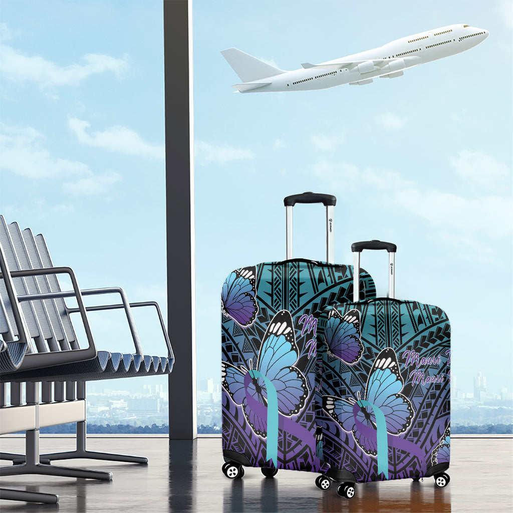 New Zealand Suicide Prevention Month Luggage Cover Maori Mauri Tu Mauri Ora Polynesian Pattern