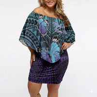 Personalised New Zealand Suicide Prevention Month Off Shoulder Short Dress Maori Mauri Tu Mauri Ora Polynesian Pattern