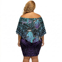 Personalised New Zealand Suicide Prevention Month Off Shoulder Short Dress Maori Mauri Tu Mauri Ora Polynesian Pattern
