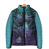 Personalised New Zealand Suicide Prevention Month Padded Jacket Maori Mauri Tu Mauri Ora Polynesian Pattern
