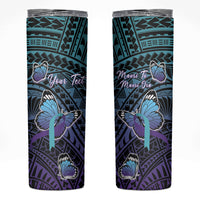 Personalised New Zealand Suicide Prevention Month Skinny Tumbler Maori Mauri Tu Mauri Ora Polynesian Pattern