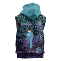 Personalised New Zealand Suicide Prevention Month Sleeveless Zip Hoodie Maori Mauri Tu Mauri Ora Polynesian Pattern