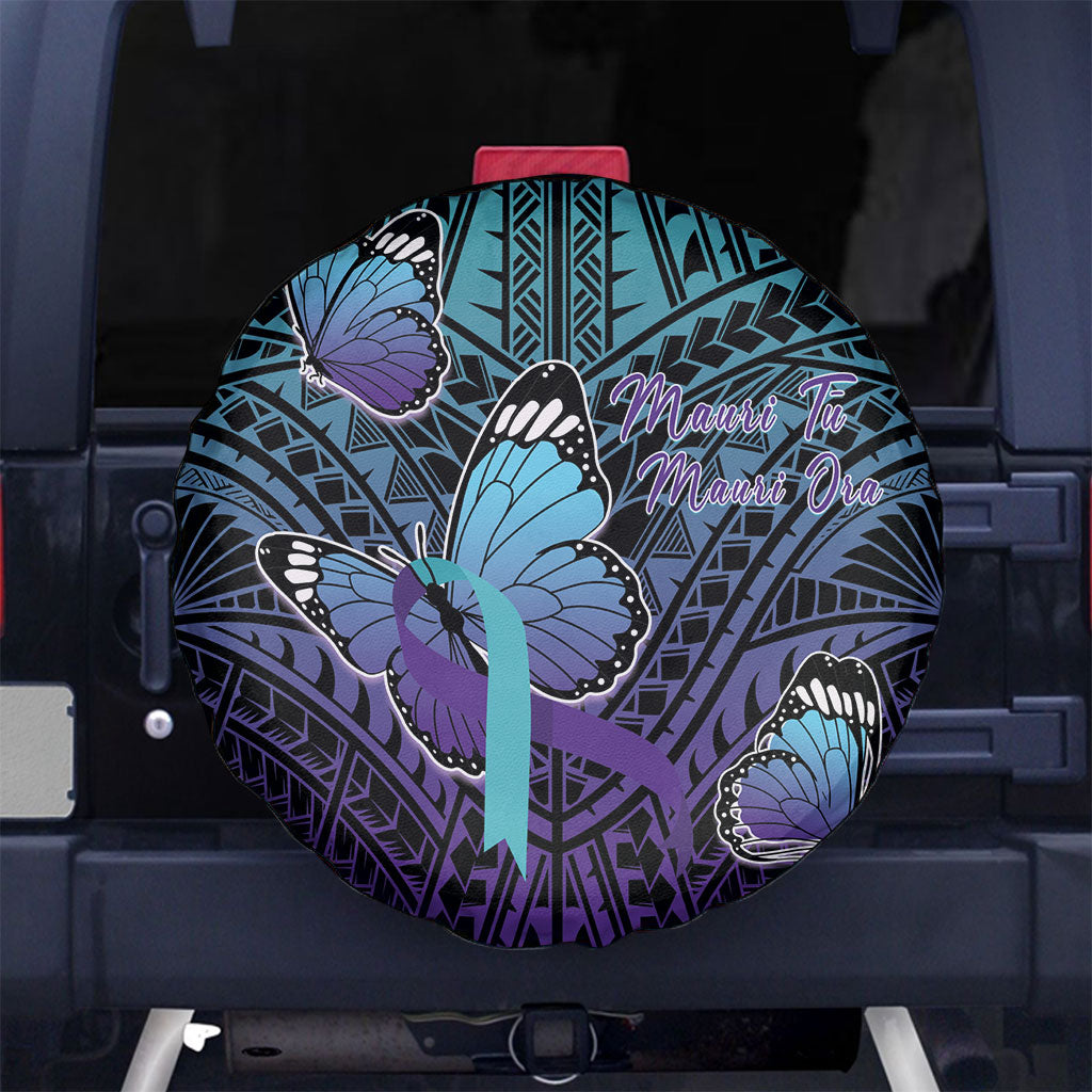 New Zealand Suicide Prevention Month Spare Tire Cover Maori Mauri Tu Mauri Ora Polynesian Pattern