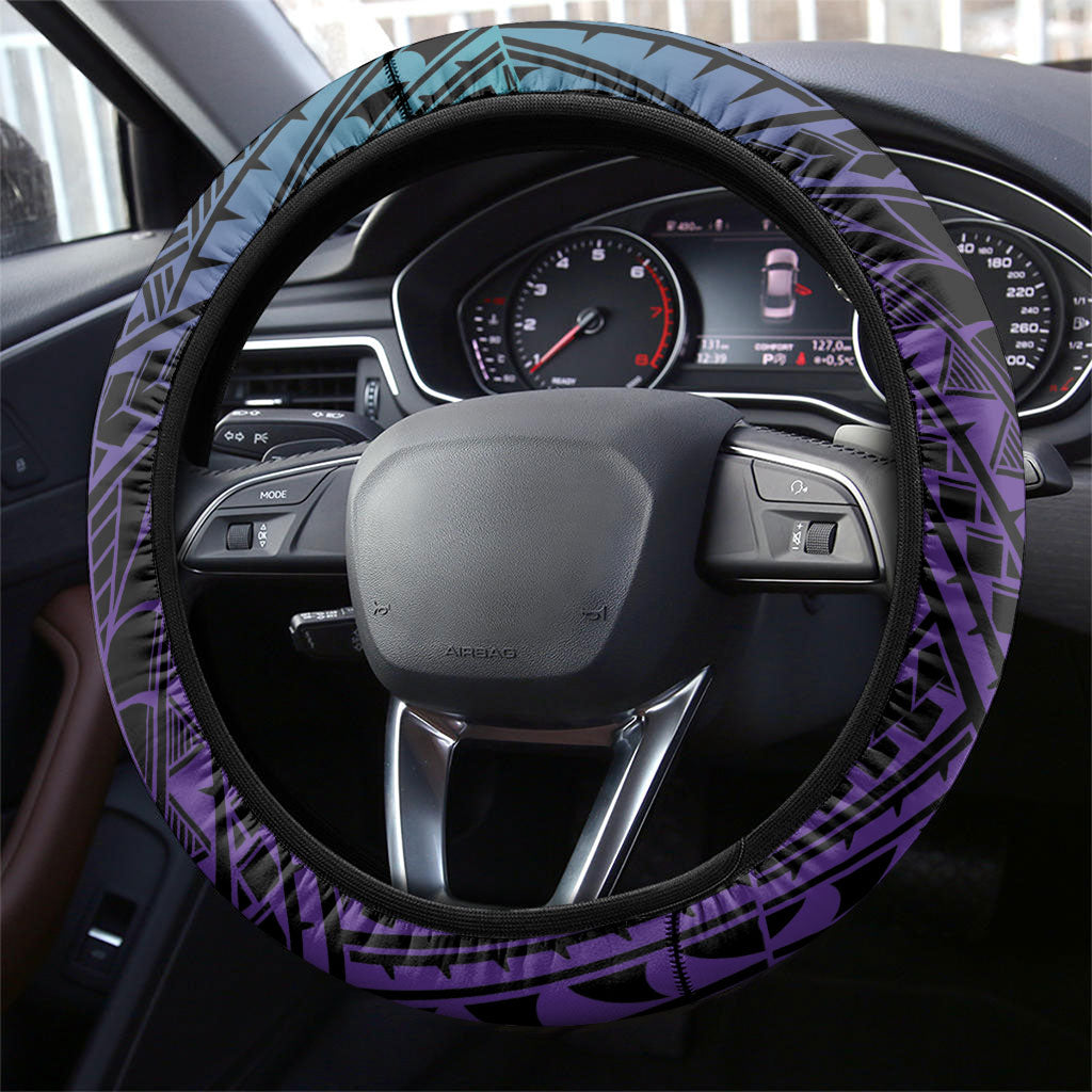 New Zealand Suicide Prevention Month Steering Wheel Cover Maori Mauri Tu Mauri Ora Polynesian Pattern