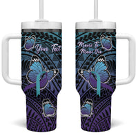 Personalised New Zealand Suicide Prevention Month Tumbler With Handle Maori Mauri Tu Mauri Ora Polynesian Pattern LT22 One Size: 40 oz Teal - Polynesian Pride