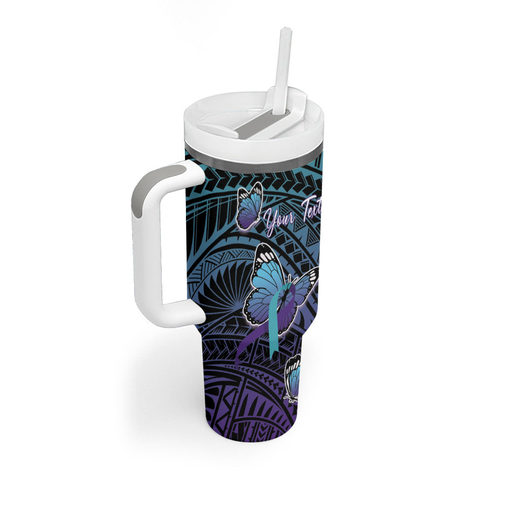 Personalised New Zealand Suicide Prevention Month Tumbler With Handle Maori Mauri Tu Mauri Ora Polynesian Pattern LT22 - Polynesian Pride