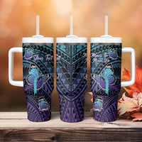 Personalised New Zealand Suicide Prevention Month Tumbler With Handle Maori Mauri Tu Mauri Ora Polynesian Pattern LT22 - Polynesian Pride