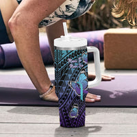 Personalised New Zealand Suicide Prevention Month Tumbler With Handle Maori Mauri Tu Mauri Ora Polynesian Pattern LT22 - Polynesian Pride