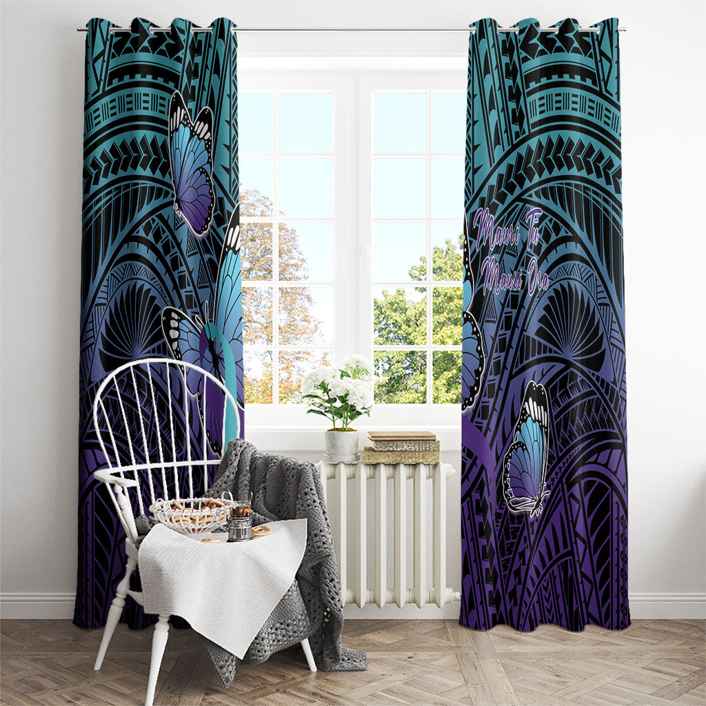 New Zealand Suicide Prevention Month Window Curtain Maori Mauri Tu Mauri Ora Polynesian Pattern