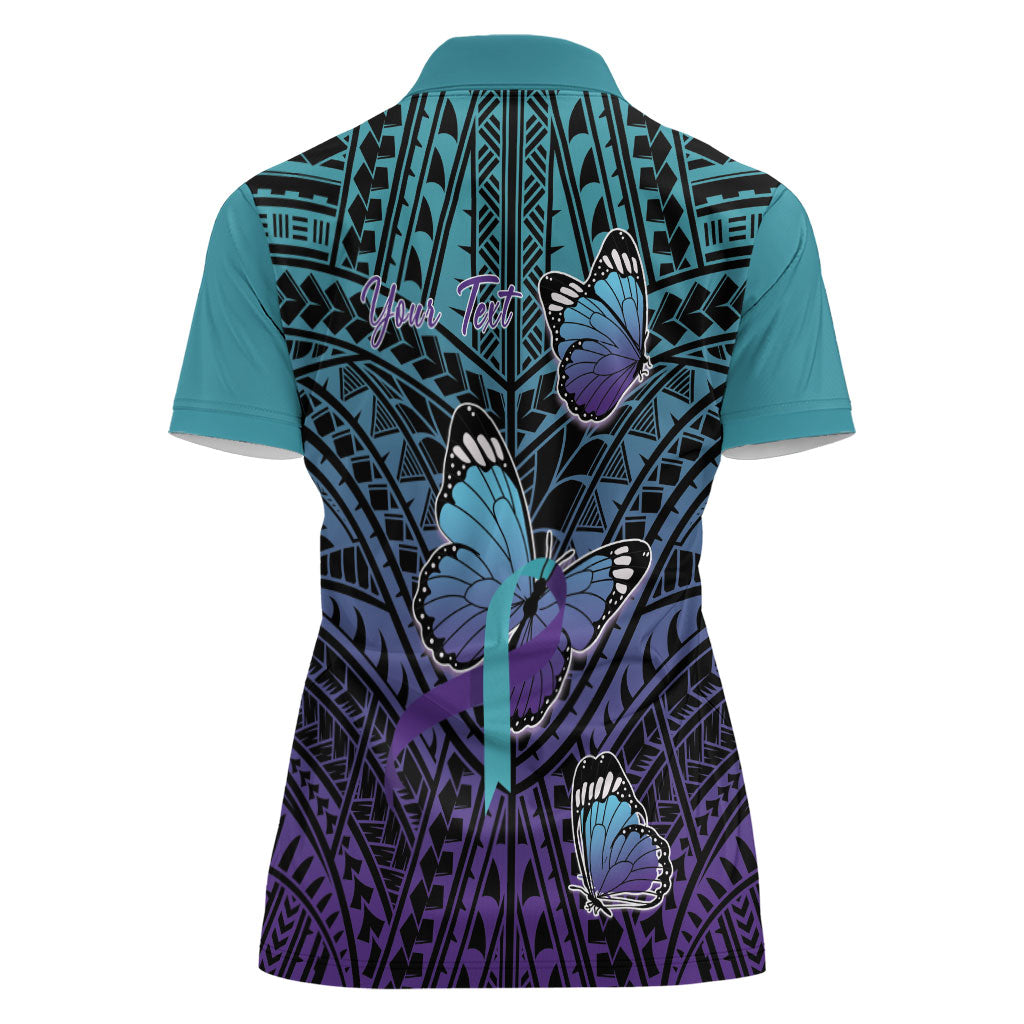 Personalised New Zealand Suicide Prevention Month Women Polo Shirt Maori Mauri Tu Mauri Ora Polynesian Pattern