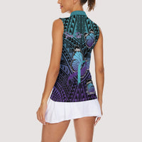 Personalised New Zealand Suicide Prevention Month Women Sleeveless Polo Shirt Maori Mauri Tu Mauri Ora Polynesian Pattern