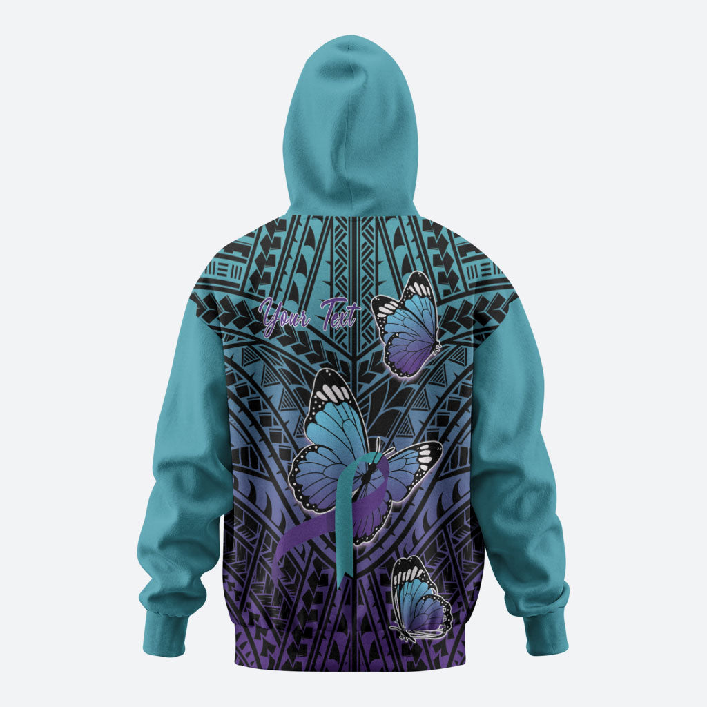 Personalised New Zealand Suicide Prevention Month Zip Hoodie Maori Mauri Tu Mauri Ora Polynesian Pattern