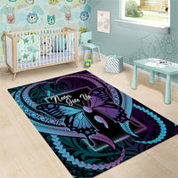 Polynesia Suicide Prevention Month Area Rug Semicolon Butterfly Never Give Up Polynesian Pattern