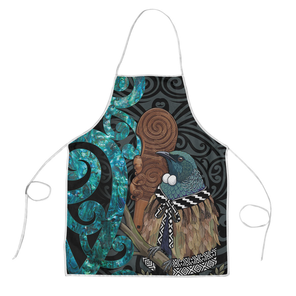 New Zealand Tui Bird Wahaika Apron Maori Weapon Paua Shell Koru Pattern