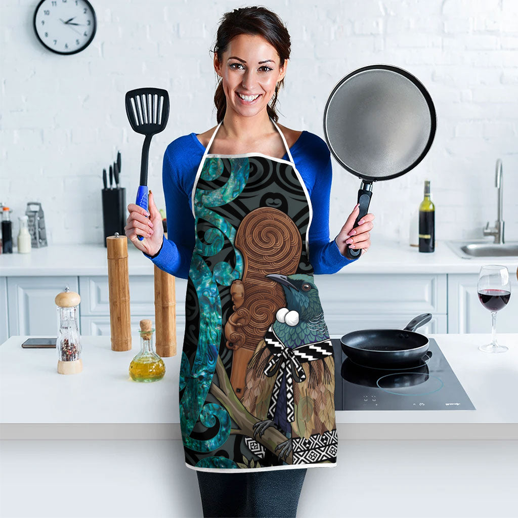 New Zealand Tui Bird Wahaika Apron Maori Weapon Paua Shell Koru Pattern