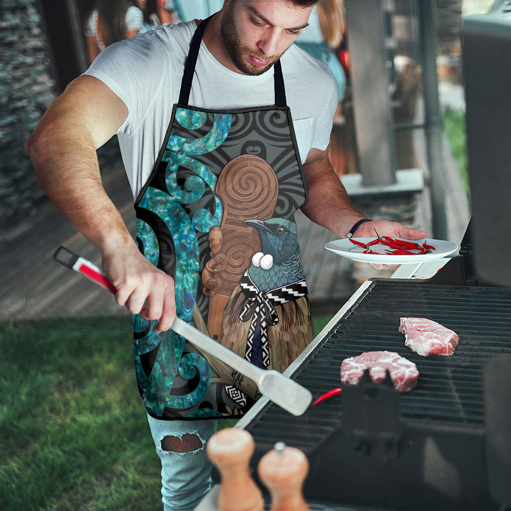 New Zealand Tui Bird Wahaika Apron Maori Weapon Paua Shell Koru Pattern