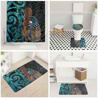 New Zealand Tui Bird Wahaika Bathroom Set Maori Weapon Paua Shell Koru Pattern