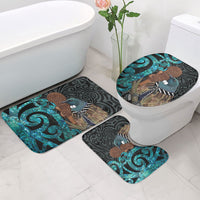 New Zealand Tui Bird Wahaika Bathroom Set Maori Weapon Paua Shell Koru Pattern