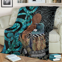New Zealand Tui Bird Wahaika Blanket Maori Weapon Paua Shell Koru Pattern