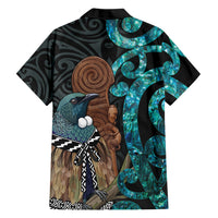 New Zealand Tui Bird Wahaika Hawaiian Shirt Maori Weapon Paua Shell Koru Pattern