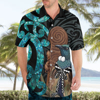 New Zealand Tui Bird Wahaika Hawaiian Shirt Maori Weapon Paua Shell Koru Pattern