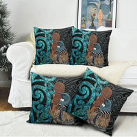 New Zealand Tui Bird Wahaika Pillow Cover Maori Weapon Paua Shell Koru Pattern