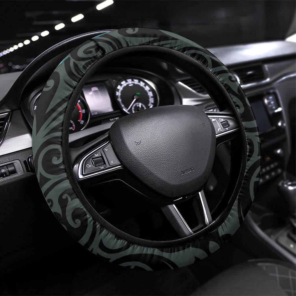 New Zealand Tui Bird Wahaika Steering Wheel Cover Maori Weapon Paua Shell Koru Pattern