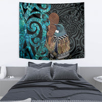 New Zealand Tui Bird Wahaika Tapestry Maori Weapon Paua Shell Koru Pattern