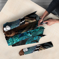 New Zealand Tui Bird Wahaika Umbrella Maori Weapon Paua Shell Koru Pattern