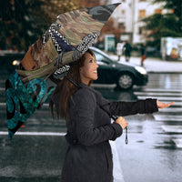 New Zealand Tui Bird Wahaika Umbrella Maori Weapon Paua Shell Koru Pattern