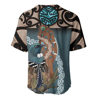 New Zealand Tui Bird Maripi Baseball Jersey Maori Weapon Kowhaiwhai Pattern
