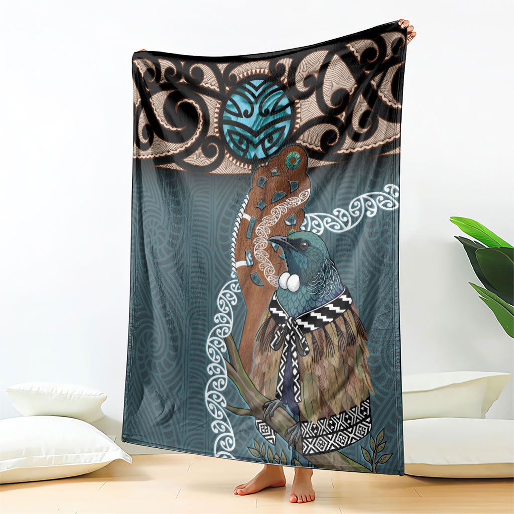 New Zealand Tui Bird Maripi Blanket Maori Weapon Kowhaiwhai Pattern