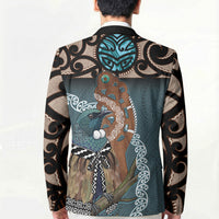 New Zealand Tui Bird Maripi Blazer Maori Weapon Kowhaiwhai Pattern