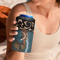 New Zealand Tui Bird Maripi 4 in 1 Can Cooler Tumbler Maori Weapon Kowhaiwhai Pattern