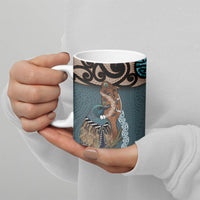 New Zealand Tui Bird Maripi Ceramic Mug Maori Weapon Kowhaiwhai Pattern