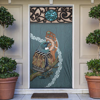 New Zealand Tui Bird Maripi Door Cover Maori Weapon Kowhaiwhai Pattern