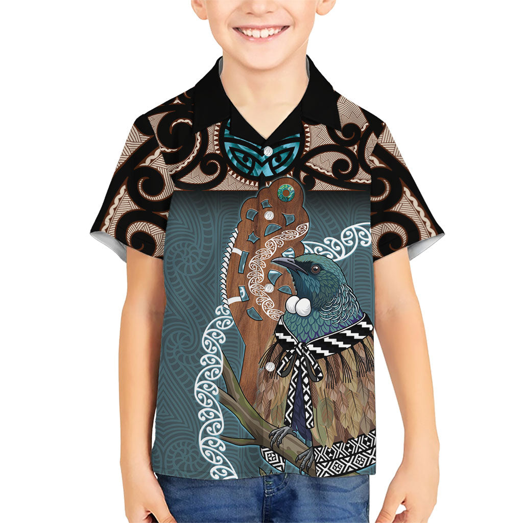 New Zealand Tui Bird Maripi Hawaiian Shirt Maori Weapon Kowhaiwhai Pattern