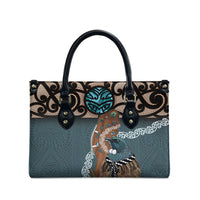 New Zealand Tui Bird Maripi Leather Bag Maori Weapon Kowhaiwhai Pattern