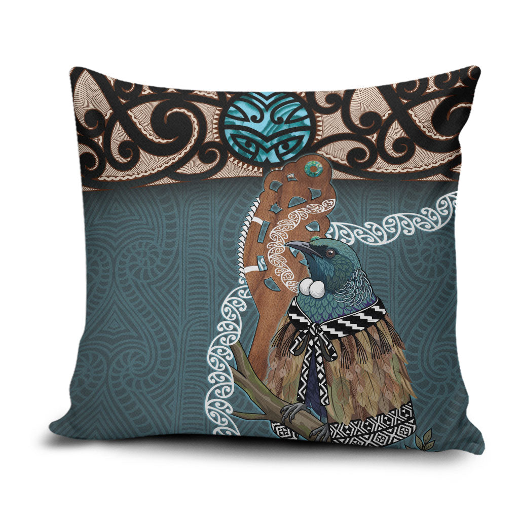 New Zealand Tui Bird Maripi Pillow Cover Maori Weapon Kowhaiwhai Pattern