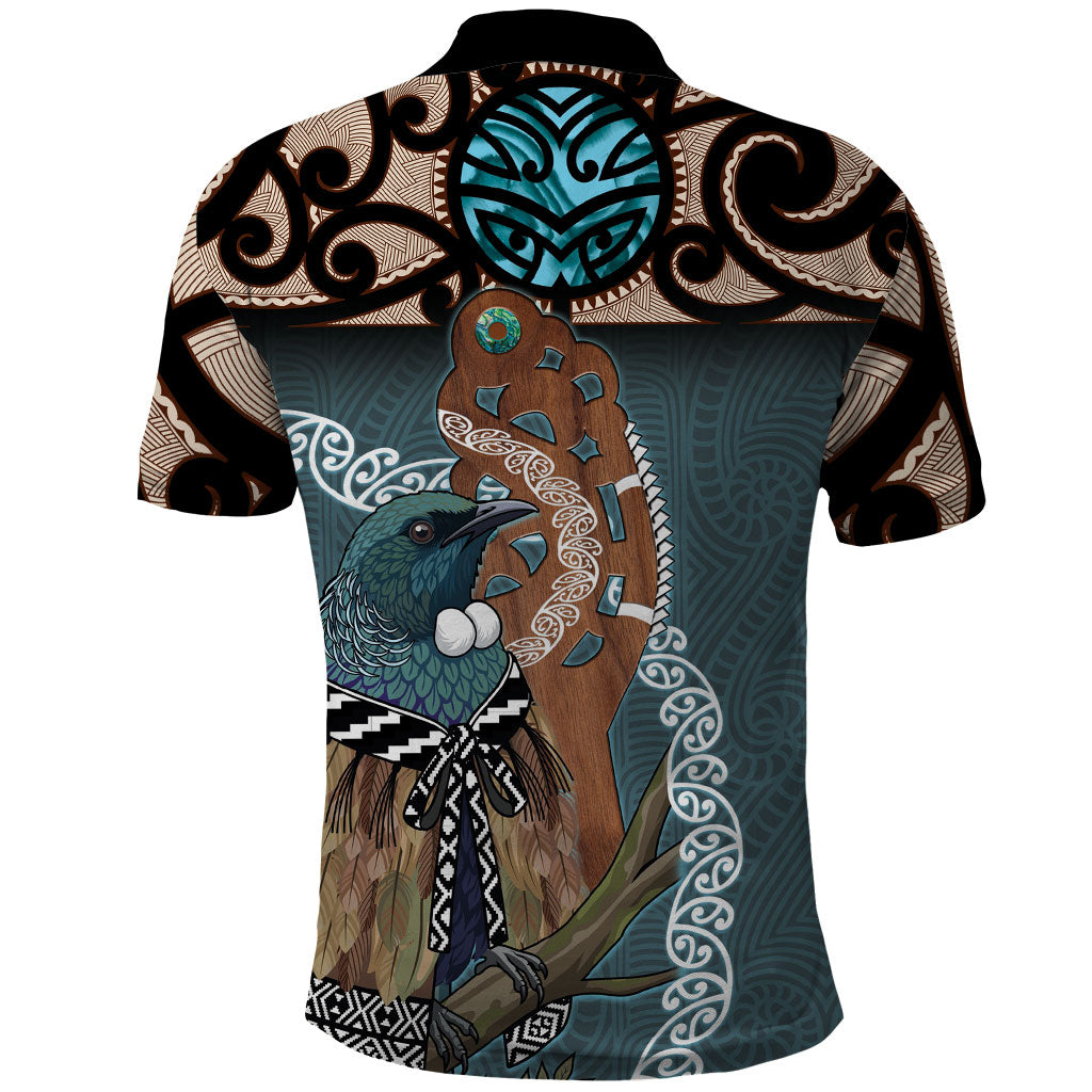 New Zealand Tui Bird Maripi Polo Shirt Maori Weapon Kowhaiwhai Pattern