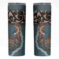 New Zealand Tui Bird Maripi Skinny Tumbler Maori Weapon Kowhaiwhai Pattern